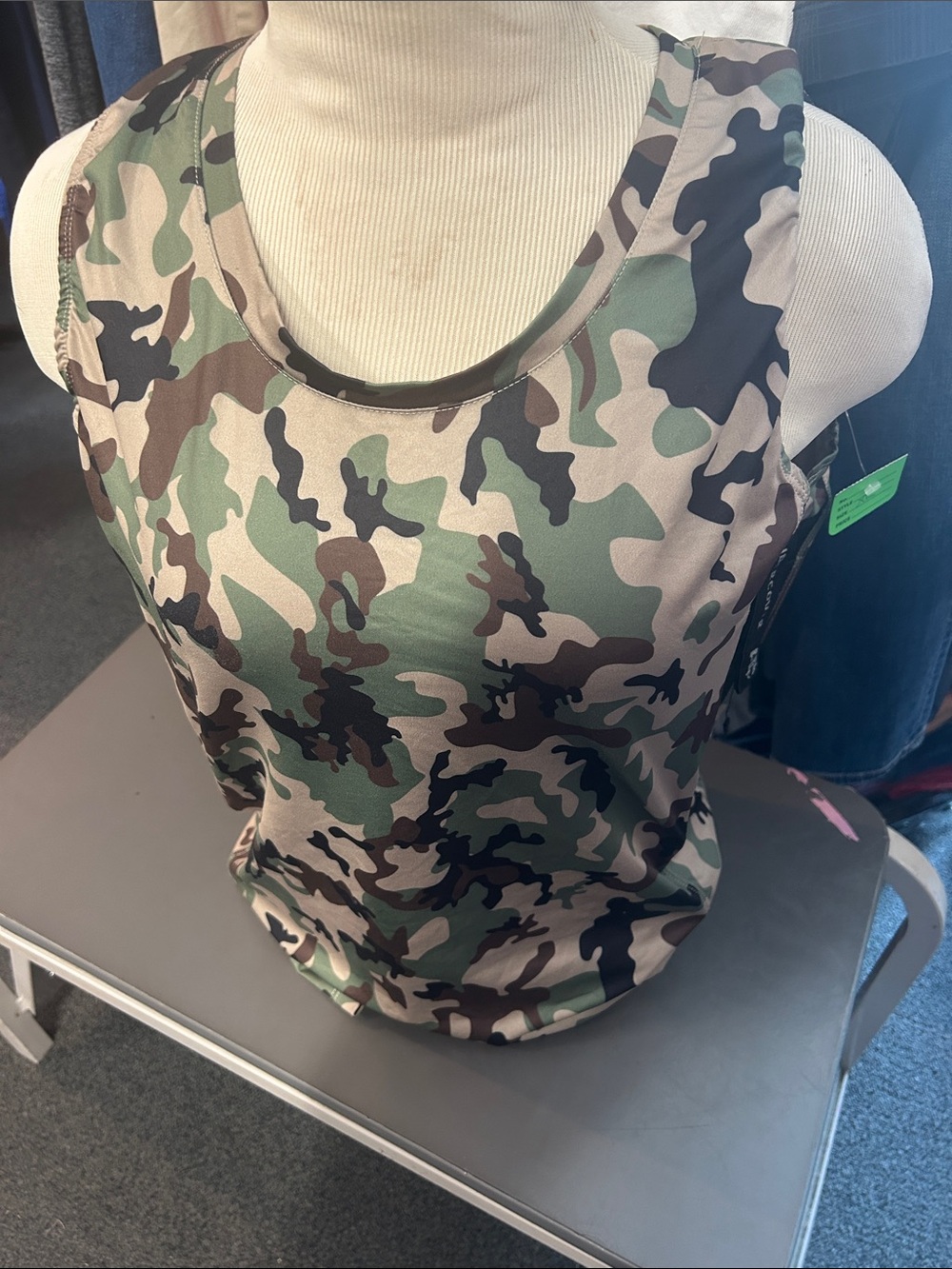 Undercover Camouflage Scoop Neck Tank Top in Green, Brown, Black